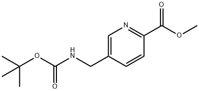 2-Pyridinecarboxylic acid, 5-[[[(1,1-dimethylethoxy)carbonyl]amino]methyl]-, methyl ester Struktur