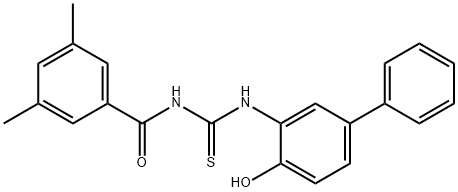 Benzamide, N-[[(4-hydroxy[1,1'-biphenyl]-3-yl)amino]thioxomethyl]-3,5-dimethyl- Struktur