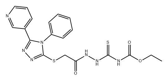 Acetic acid, 2-[[4-phenyl-5-(3-pyridinyl)-4H-1,2,4-triazol-3-yl]thio]-, 2-[[(ethoxycarbonyl)amino]thioxomethyl]hydrazide Struktur