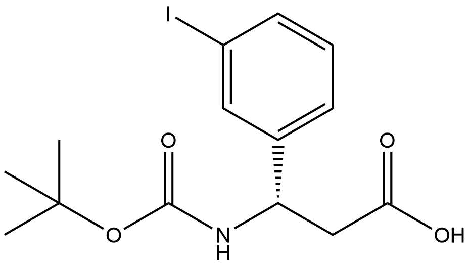 (3S)-3-[(tert-butoxycarbonyl)amino]-3-(3-iodophenyl)propanoic acid Struktur