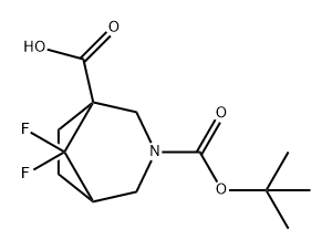 3-Azabicyclo[3.2.1]octane-1,3-dicarboxylic acid, 8,8-difluoro-, 3-(1,1-dimethylethyl) ester Struktur