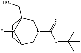 1,1-Dimethylethyl 8-fluoro-1-(hydroxymethyl)-3-azabicyclo[3.2.1]octane-3-carboxylate Struktur