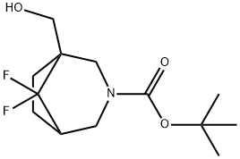 1,1-Dimethylethyl 8,8-difluoro-1-(hydroxymethyl)-3-azabicyclo[3.2.1]octane-3-carboxylate Struktur