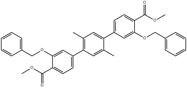 [1,1':4',1''-Terphenyl]-4,4''-dicarboxylic acid, 2',5'-dimethyl-3,3''-bis(phenylmethoxy)-, 4,4''-dimethyl ester Struktur