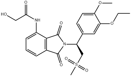 Acetamide, N-[2-[(1S)-1-(3-ethoxy-4-methoxyphenyl)-2-(methylsulfonyl)ethyl]-2,3-dihydro-1,3-dioxo-1H-isoindol-4-yl]-2-hydroxy- Struktur