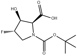 1,2-Pyrrolidinedicarboxylic acid, 4-fluoro-3-hydroxy-, 1-(1,1-dimethylethyl) ester, (2S,3S,4S)- Struktur