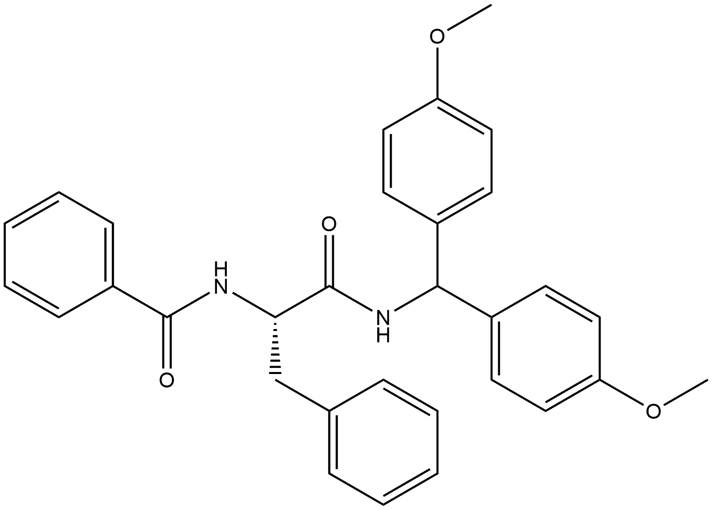 Benzenepropanamide, α-(benzoylamino)-N-[bis(4-methoxyphenyl)methyl]-, (αS)- Structure