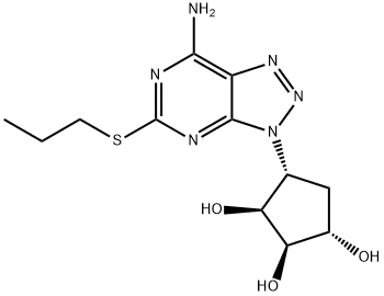 1,2,3-Cyclopentanetriol, 4-[7-amino-5-(propylthio)-3H-1,2,3-triazolo[4,5-d]pyrimidin-3-yl]-, (1S,2R,3S,4R)- Struktur