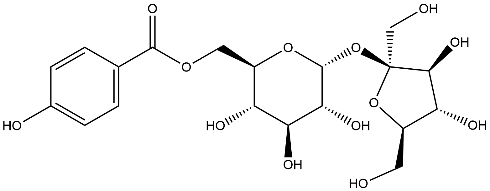 α-D-Glucopyranoside, β-D-fructofuranosyl, 6-(4-hydroxybenzoate) Struktur