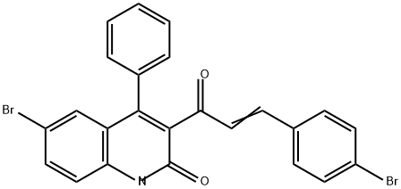 2(1H)-Quinolinone, 6-bromo-3-[3-(4-bromophenyl)-1-oxo-2-propen-1-yl]-4-phenyl- Struktur