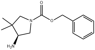 1-Pyrrolidinecarboxylic acid, 4-amino-3,3-dimethyl-, phenylmethyl ester, (4S)- Struktur