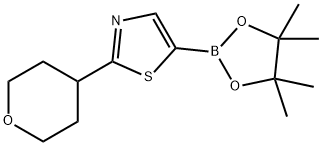 Thiazole, 2-(tetrahydro-2H-pyran-4-yl)-5-(4,4,5,5-tetramethyl-1,3,2-dioxaborolan-2-yl)- Struktur