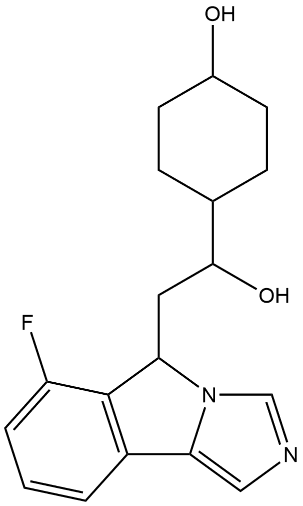 4-(2-(6-Fluoro-5H-imidazo[5,1-α]isoindol-5-yl)-1-hydroxyethyl)cyclohexanol Struktur