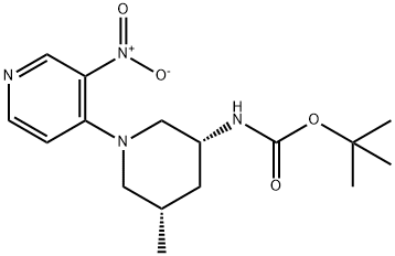 Carbamic acid, N-[(3R,5S)-5-methyl-1-(3-nitro-4-pyridinyl)-3-piperidinyl]-, 1,1-dimethylethyl ester Struktur