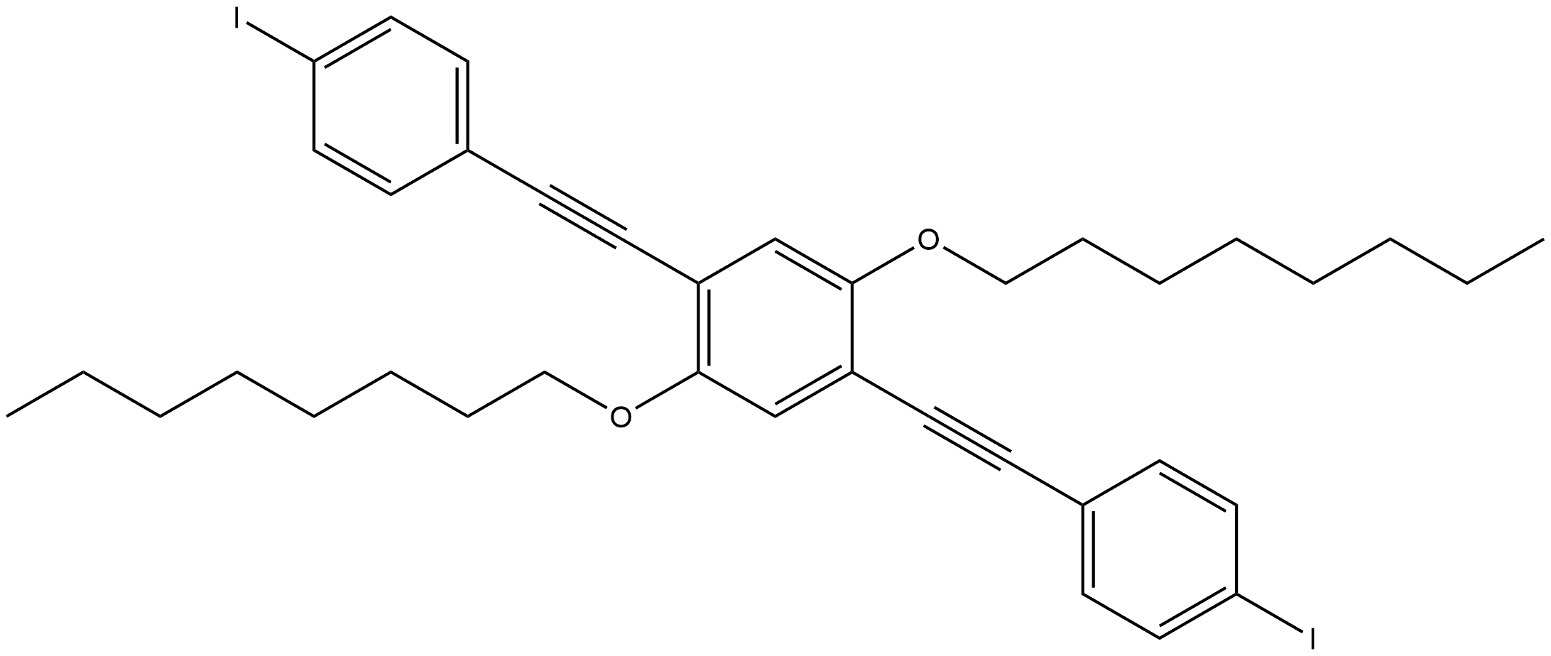 4,4'-((2,5-bis(octyloxy)-1,4-phenylene)bis(ethyne-2,1-diyl))bis(iodobenzene) Struktur