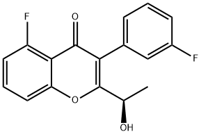 (R)-5-fluoro-3-(3-fluorophenyl)-2-(1-hydroxyethyl)-4H-chromen-4-one Struktur