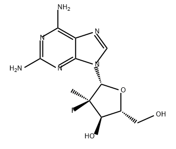 Adenosine, 2-amino-2'-deoxy-2'-fluoro-2'-methyl-, (2'R)- Struktur