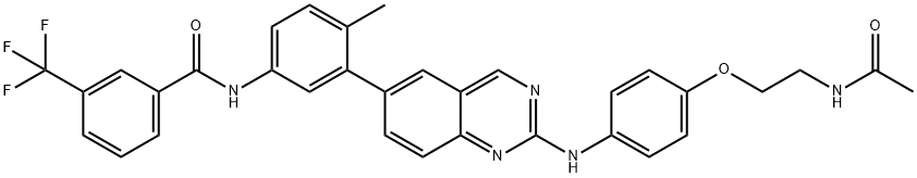 Benzamide, N-[3-[2-[[4-[2-(acetylamino)ethoxy]phenyl]amino]-6-quinazolinyl]-4-methylphenyl]-3-(trifluoromethyl)- Struktur