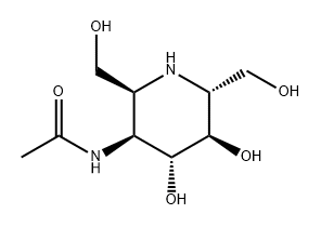 Acetamide, N-[(2S,3S,4R,5R,6R)-4,5-dihydroxy-2,6-bis(hydroxymethyl)-3-piperidinyl]- Struktur