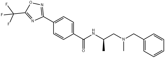 (R)-N-(1-(benzyl(methyl)amino)propan-2-yl)-4-(5-(trifluoromethyl)-1,2,4-oxadiazol-3-yl)benzamide Struktur