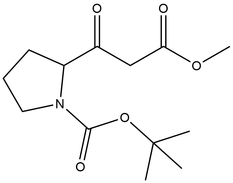 2-Pyrrolidinepropanoic acid, 1-[(1,1-dimethylethoxy)carbonyl]-β-oxo-, methyl ester Struktur