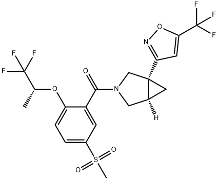 [5-Methanesulfonyl-2-((R)-2,2,2-trifluoro-1-methyl-ethoxy)-phenyl]-[(1R,5R)-1-(5-trifluoromethyl-isoxazol-3-yl)-3-aza-bicyclo[3.1.0] Struktur