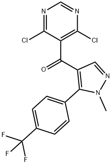 Methanone, (4,6-dichloro-5-pyrimidinyl)[1-methyl-5-[4-(trifluoromethyl)phenyl]-1H-pyrazol-4-yl]- Struktur