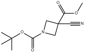 1,3-Azetidinedicarboxylic acid, 3-cyano-, 1-(1,1-dimethylethyl) 3-methyl ester Struktur