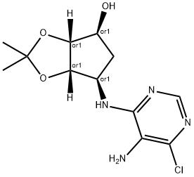 4H-Cyclopenta-1,3-dioxol-4-ol, 6-[(5-amino-6-chloro-4-pyrimidinyl)amino]tetrahydro-2,2-dimethyl-, (3aR,4S,6R,6aS)-rel-