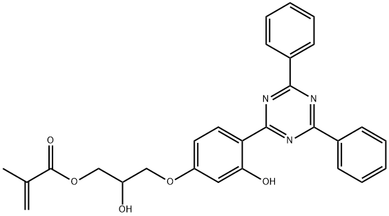 2-Propenoic acid, 2-methyl-, 3-[4-(4,6-diphenyl-1,3,5-triazin-2-yl)-3-hydroxyphenoxy]-2-hydroxypropyl ester Struktur