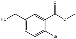 Benzoic acid, 2-bromo-5-(hydroxymethyl)-, methyl ester Struktur