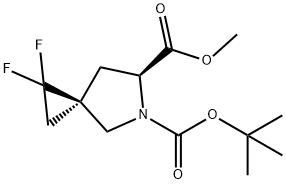 5-Azaspiro[2.4]heptane-5,6-dicarboxylic acid, 1,1-difluoro-, 5-(1,1-dimethylethyl) 6-methyl ester, (3R,6S)- Struktur