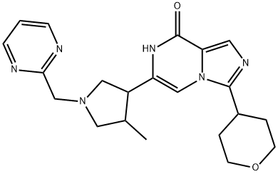 Imidazo[1,5-a]pyrazin-8(7H)-one, 6-[4-methyl-1-(2-pyrimidinylmethyl)-3-pyrrolidinyl]-3-(tetrahydro-2H-pyran-4-yl)- Struktur