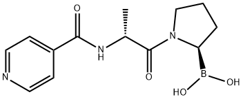 Boronic acid, B-[(2R)-1-[(2R)-1-oxo-2-[(4-pyridinylcarbonyl)amino]propyl]-2-pyrrolidinyl]- Struktur