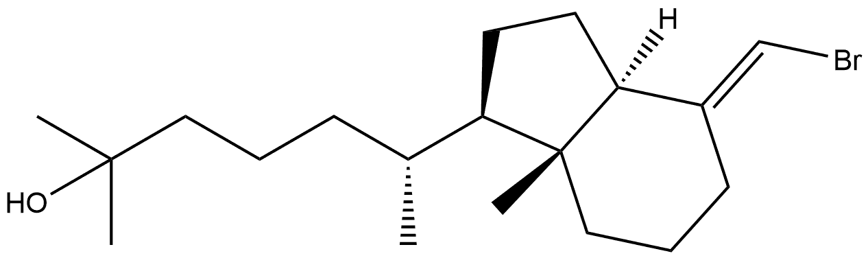 1H-Indene-1-pentanol, 4-(bromomethylene)octahydro-α,α,ε,7a-tetramethyl-, (εR,1R,3aR,4E,7aR)- Struktur