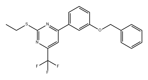 Pyrimidine, 2-(ethylthio)-4-[3-(phenylmethoxy)phenyl]-6-(trifluoromethyl)- Struktur