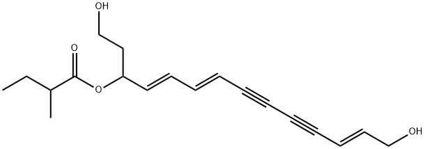 Butanoic acid, 2-methyl-, 12-hydroxy-1-(2-hydroxyethyl)-2,4,10-dodecatriene-6,8-diynyl ester, (E,E,E)- (9CI) Struktur