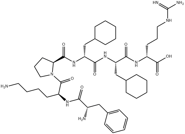 D-Arginine, L-phenylalanyl-L-lysyl-L-prolyl-3-cyclohexyl-D-alanyl-3-cyclohexyl-L-alanyl- (9CI) Struktur