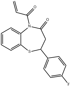 1,5-Benzothiazepin-4(5H)-one, 2-(4-fluorophenyl)-2,3-dihydro-5-(1-oxo-2-propen-1-yl)- Struktur