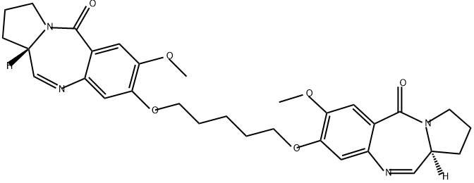 5H-Pyrrolo[2,1-c][1,4]benzodiazepin-5-one, 8,8'-[1,5-pentanediylbis(oxy)]bis[1,2,3,11a-tetrahydro-7-methoxy-, (11aS,11'aS)- Struktur