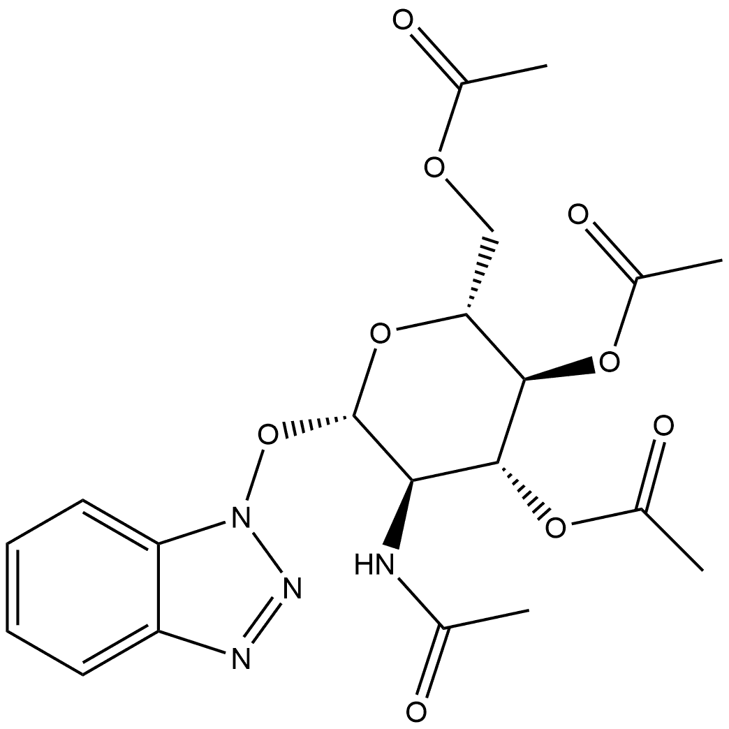 β-D-Glucopyranose, 2-(acetylamino)-1-O-1H-benzotriazol-1-yl-2-deoxy-, 3,4,6-triacetate Struktur