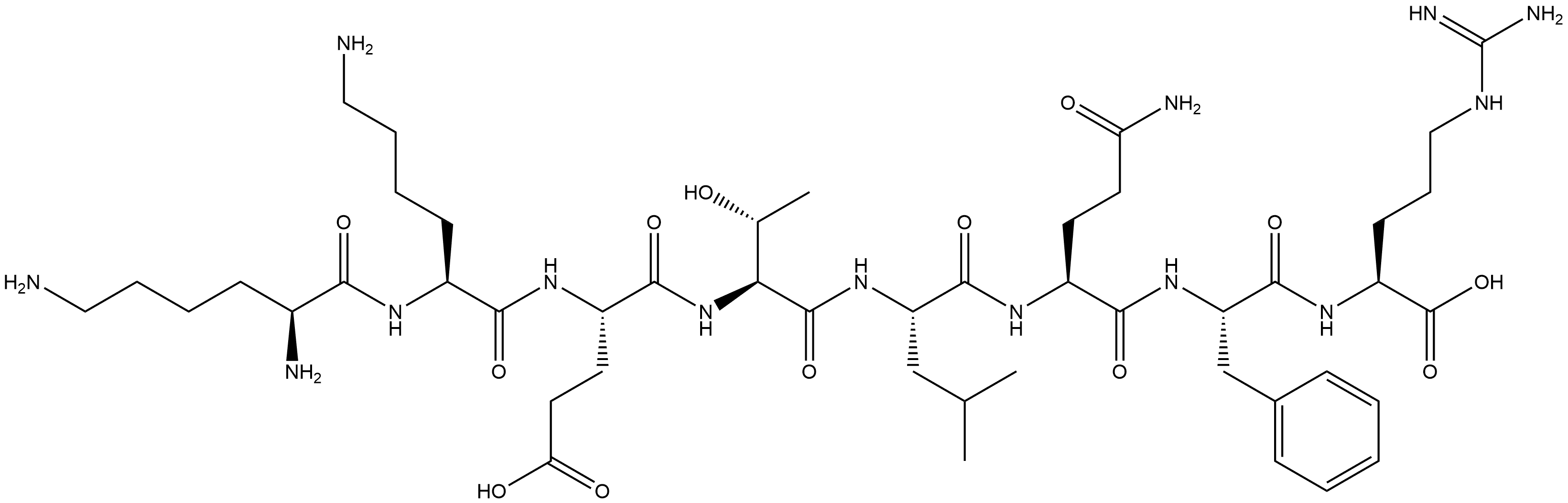 L-Arginine, L-lysyl-L-lysyl-L-α-glutamyl-L-threonyl-L-leucyl-L-glutaminyl-L-phenylalanyl- Struktur