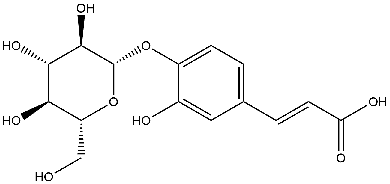 2-Propenoic acid, 3-[4-(β-D-glucopyranosyloxy)-3-hydroxyphenyl]-, (2E)- Structure