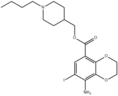 1,4-Benzodioxin-5-carboxylic acid, 8-amino-2,3-dihydro-7-iodo-, (1-butyl-4-piperidinyl)methyl ester Struktur