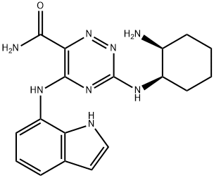 1,2,4-Triazine-6-carboxamide, 3-[[(1R,2S)-2-aminocyclohexyl]amino]-5-(1H-indol-7-ylamino)- Struktur