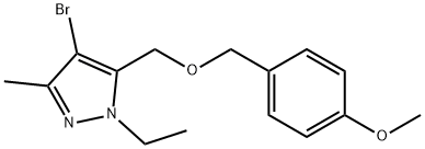 4-bromo-1-ethyl-5-(((4-methoxybenzyl)oxy)methyl)-3-methyl-1H-pyrazole Struktur