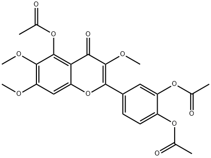 4H-1-Benzopyran-4-one, 5-(acetyloxy)-2-[3,4-bis(acetyloxy)phenyl]-3,6,7-trimethoxy- Struktur