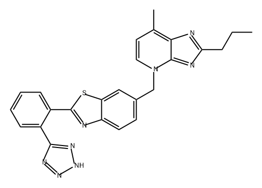 4H-Imidazo[4,5-b]pyridine, 7-methyl-2-propyl-4-[[2-[2-(2H-tetrazol-5-yl)phenyl]-6-benzothiazolyl]methyl]- Struktur