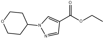 1H-Pyrazole-4-carboxylic acid, 1-(tetrahydro-2H-pyran-4-yl)-, ethyl ester Struktur