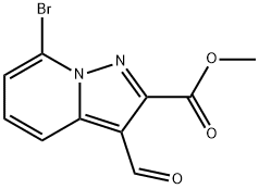 Pyrazolo[1,5-a]pyridine-2-carboxylic acid, 7-bromo-3-formyl-, methyl ester Struktur